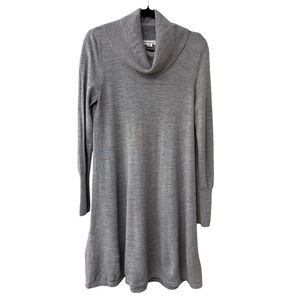 ARTISAN NY Womens Medium Gray Cowl Neck Long Sleeve Merino Wool Sweater Dress